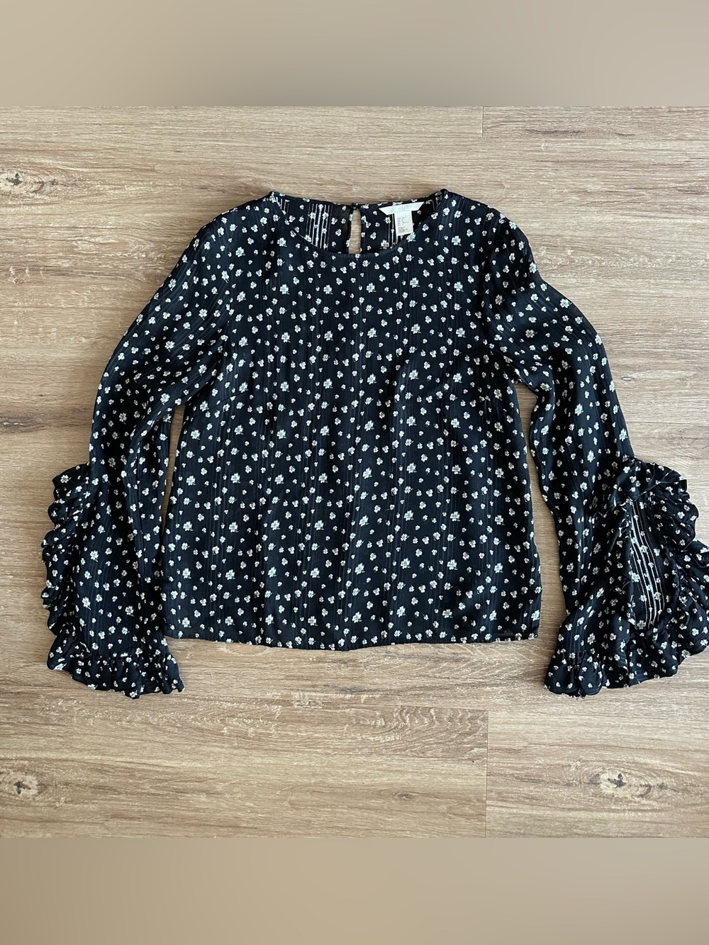 Floral Blouse with Dramatic Ruffle Bell Sleeve - Sz 2 H&M - Cottagecore